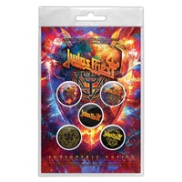 Judas Priest Invincible Shield Button Badge Set