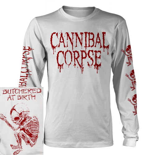 Cannibal Corpse Butchered At Birth Baby White Long Sleeve Shirt [Size: L]