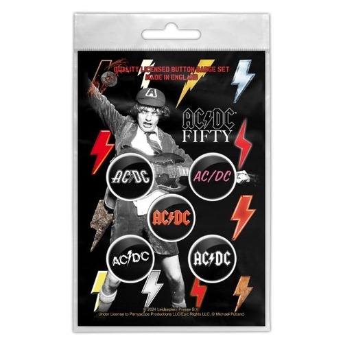 AC/DC Bolt Array Button Badge Pack