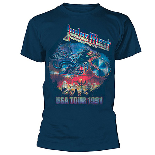 Judas Priest Painkiller US Tour 91 Navy Shirt [Size: M]